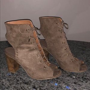 Suede lace up heels